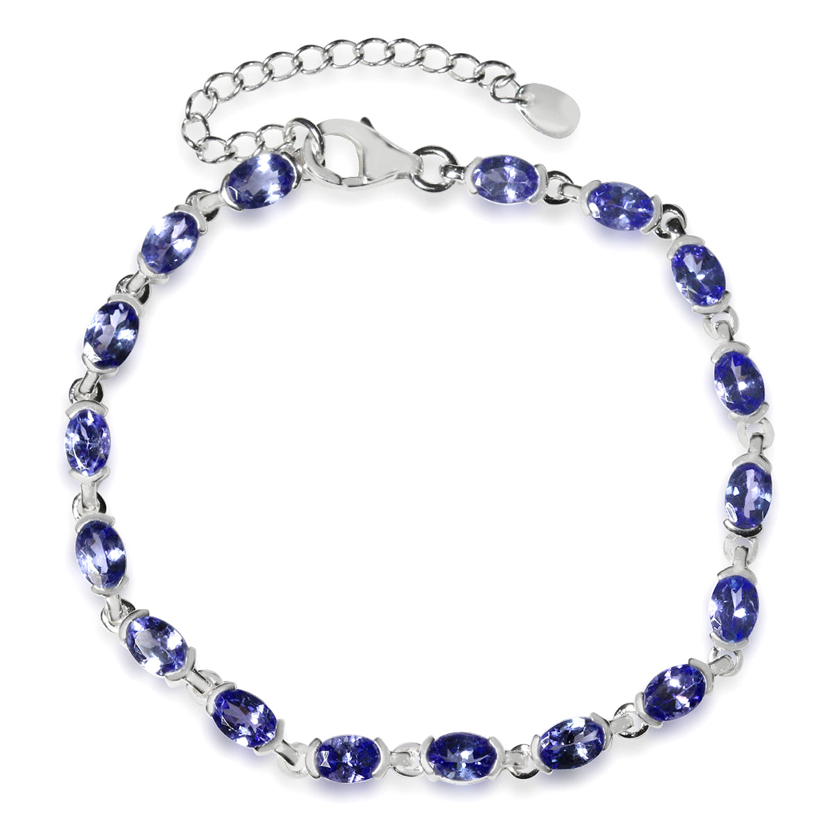 7.65ct. Genuine Tanzanite 925 Sterling Silver Tennis 7 to 8.5 Inch Adjustable Bracelet - Silvershake-store