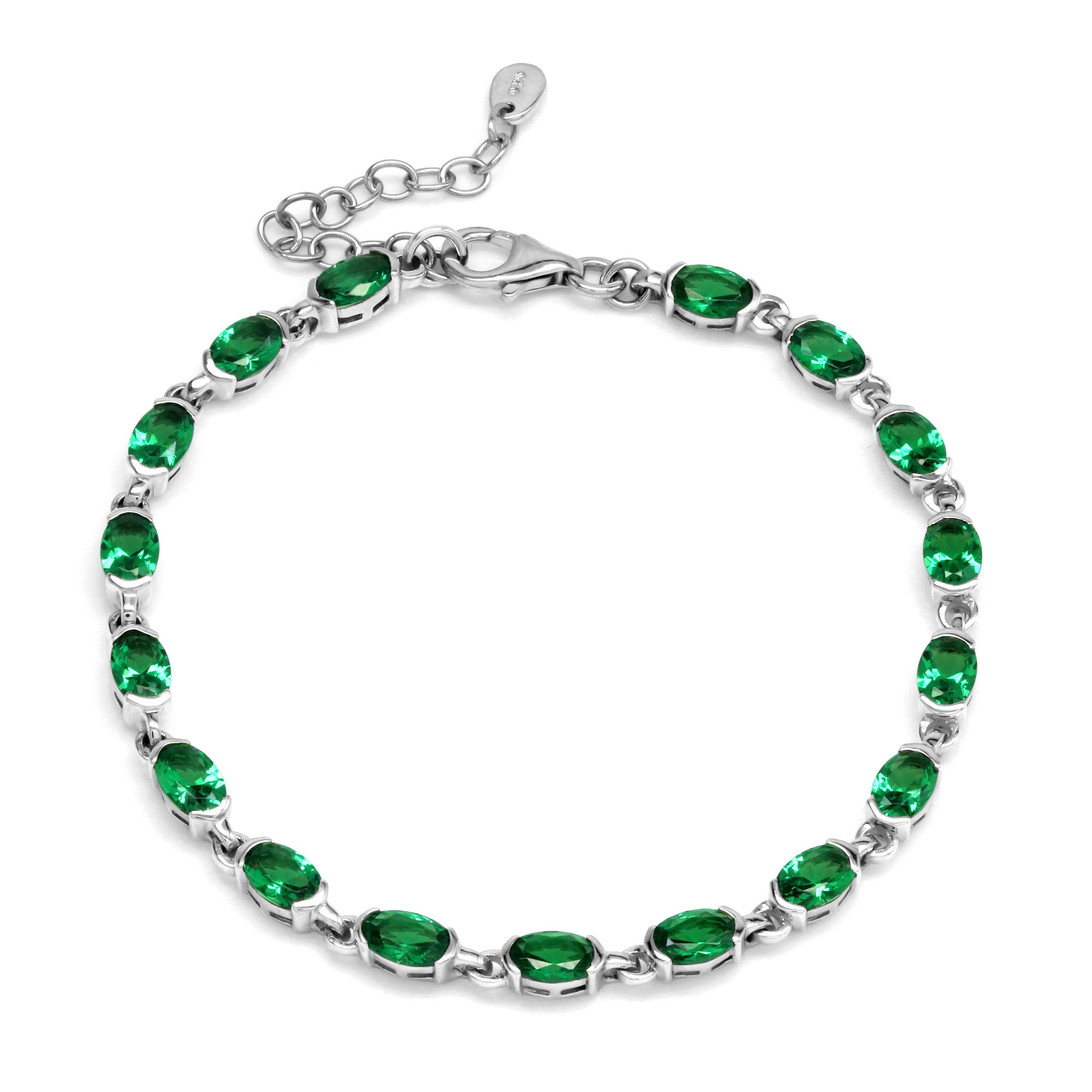 6.29 Ct Nano Green Emerald 925 Sterling Silver Tennis 7-8.5" Adjustable Bracelet - Silvershake-store