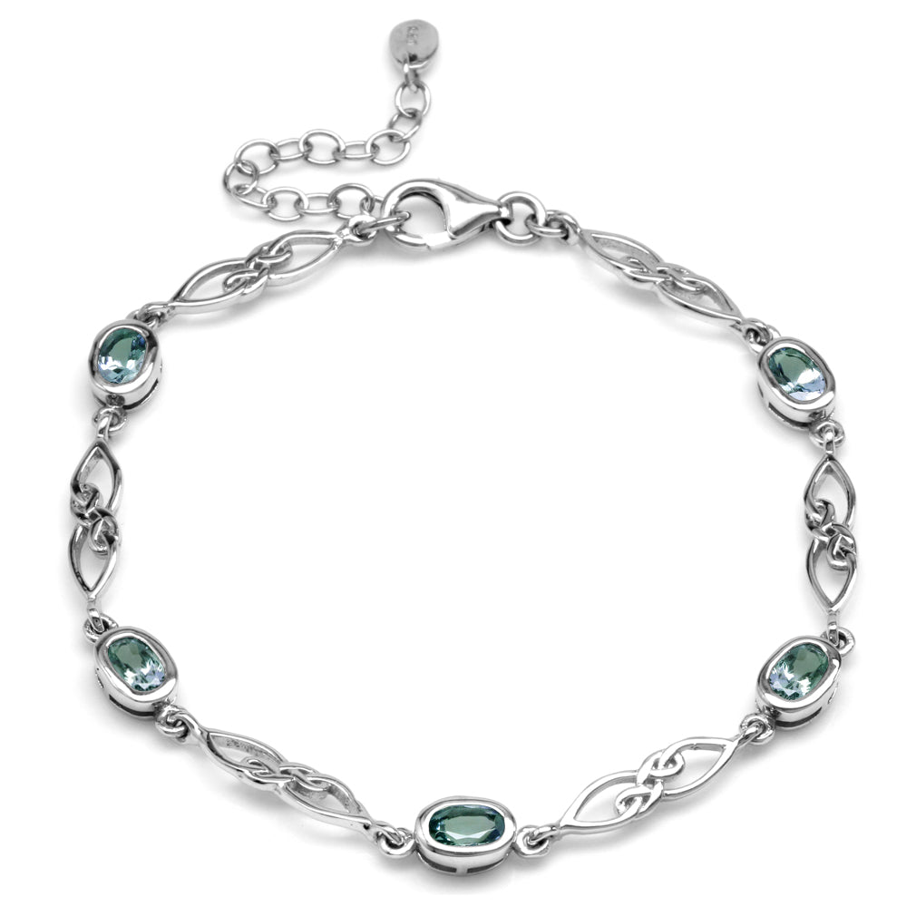 2.3 Ct Genuine Greyish Blue Green Tanaznite 925 Sterling Silver Celtic Knot 7.25-8.75 Inch Adjustable Bracelet for Women - Silvershake-store