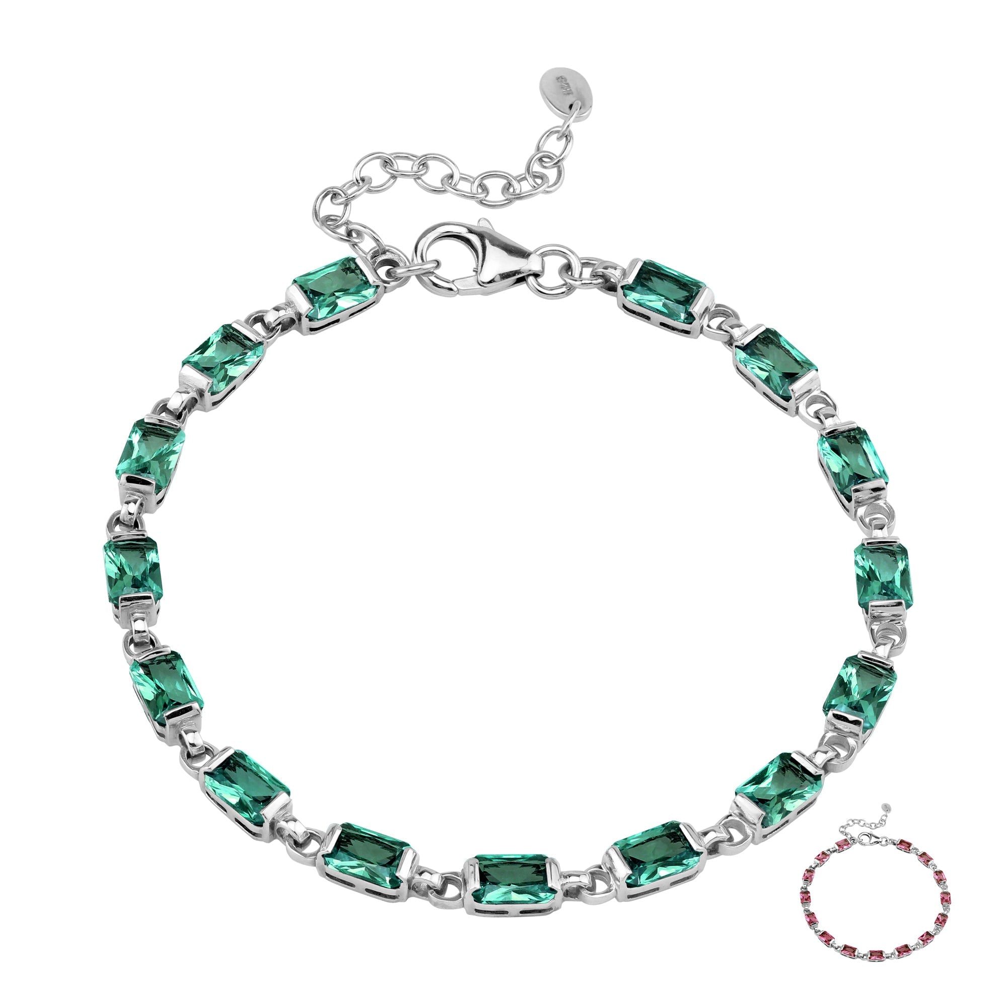 Created Octagon Shape Color Change Alexandrite White Gold Plated 925 Sterling Silver 7 to 8.5 Inch Adjustable Tennis Bracelet June Gemstone Birthstone - Silvershake-store